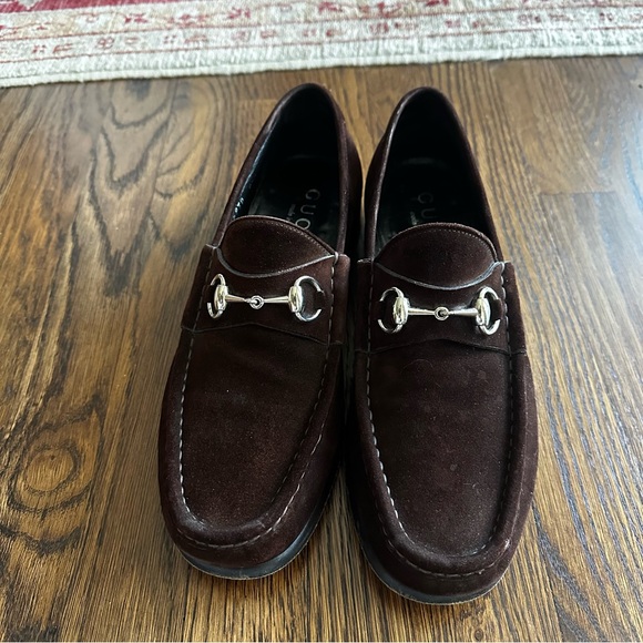Gucci Horsebit Chocolate Brown suede Loafers Men's US 9.5 GUCCI SHOES 015938 - Picture 2 of 13